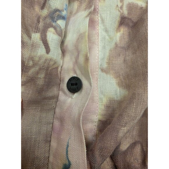 S/W/F Tie-Dye Linen Cropped Blouse S Designer Balloon Sleeves Buttons - Picture 5 of 6